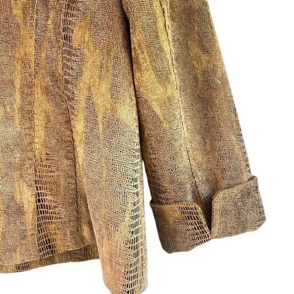 Chico's Jacket Size 2 Faux Suede Animal Print Button Front Lined 546 - Picture 6 of 7